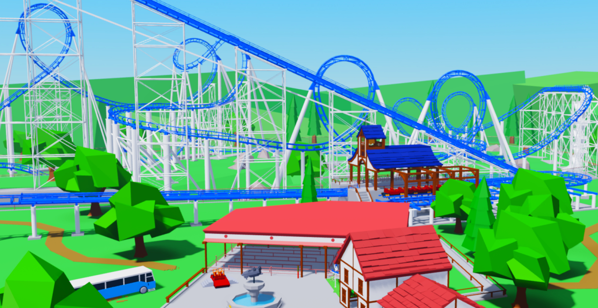 Huge blue looping roller coaster.
